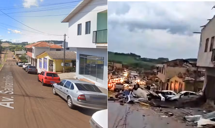 Voluntários entregando ajuda humanitária no Paraná